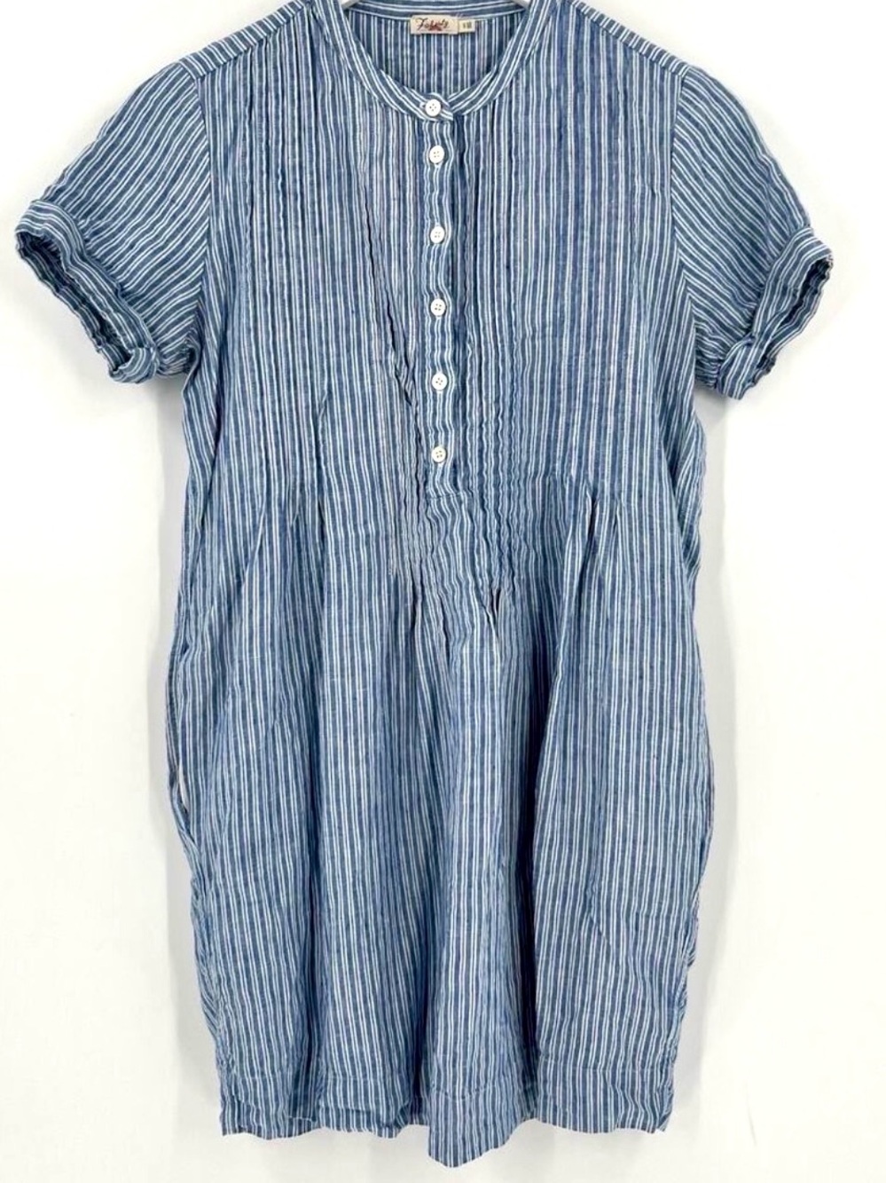 Faherty Blue & White Striped Short-Sleeve Mini Tunic Dress - Picture 3 of 10